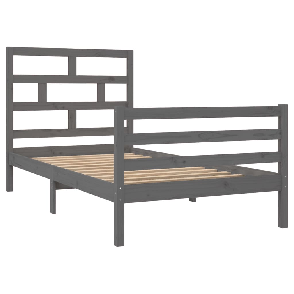 vidaXL Bedframe massief hout grijs 100x200 cm