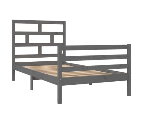 vidaXL Bed Frame Grey Solid Wood Pine 100x200 cm