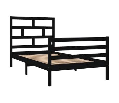 vidaXL Sengeramme svart heltre furu 100x200 cm