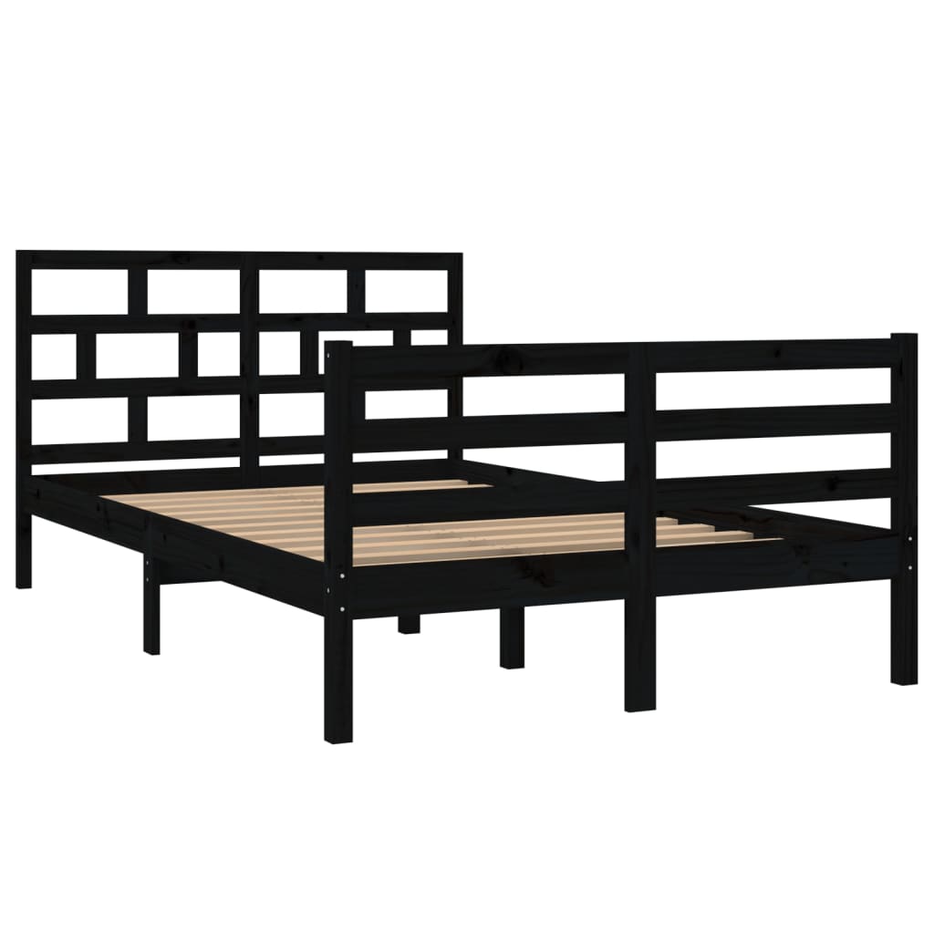 vidaXL Bed Frame without Mattress Black Solid Wood 120x200 cm (810429+814188)