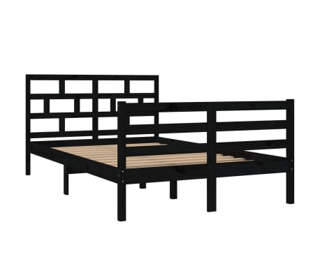 vidaXL Bed Frame without Mattress Black Solid Wood 120x200 cm (810429+814188)