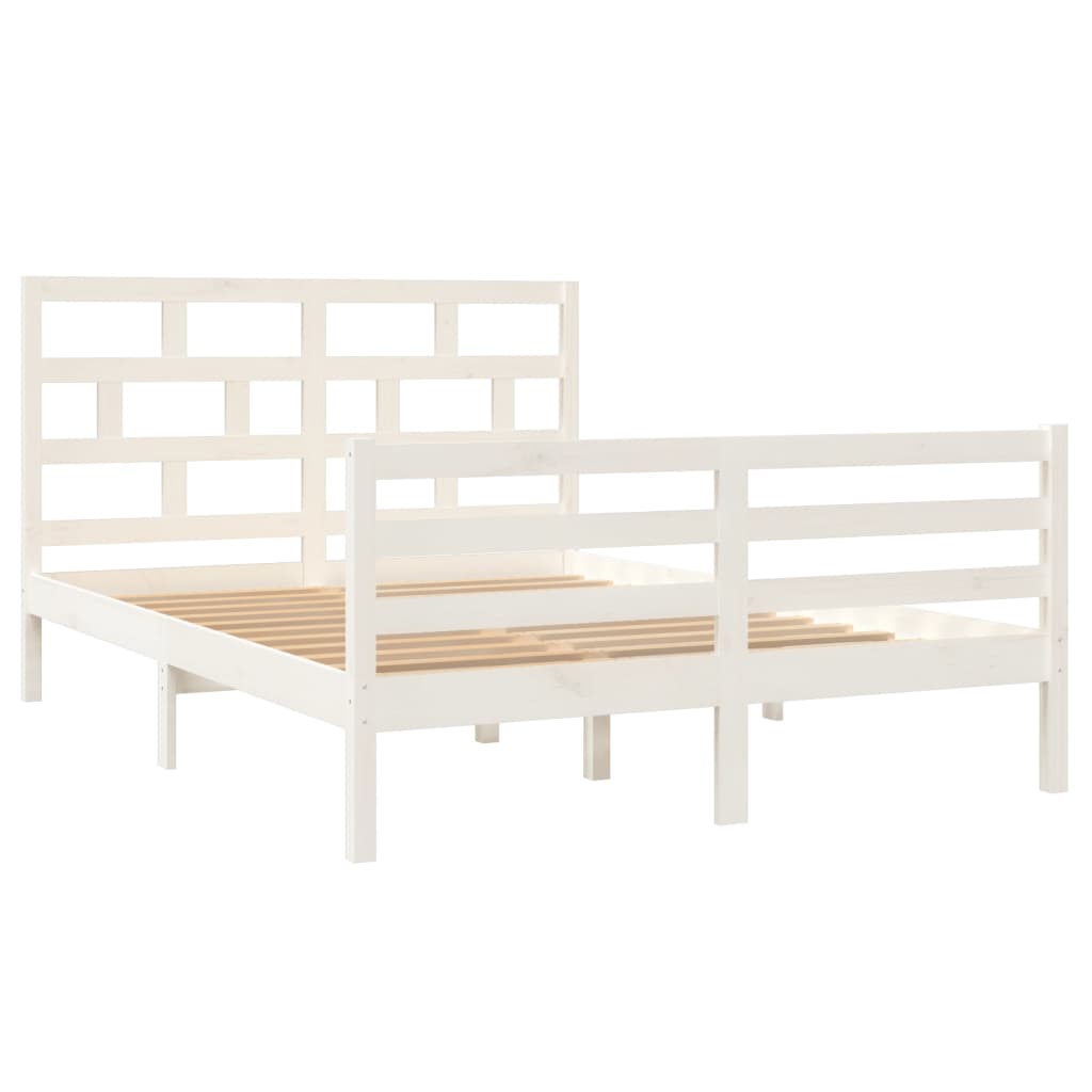 vidaXL Bedframe massief grenenhout wit 140x200 cm afbeelding
