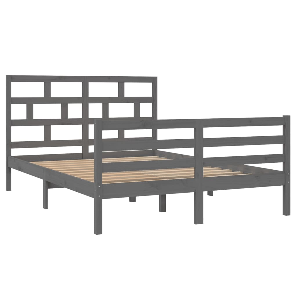 vidaXL Bedframe massief grenenhout grijs 140x200 cm