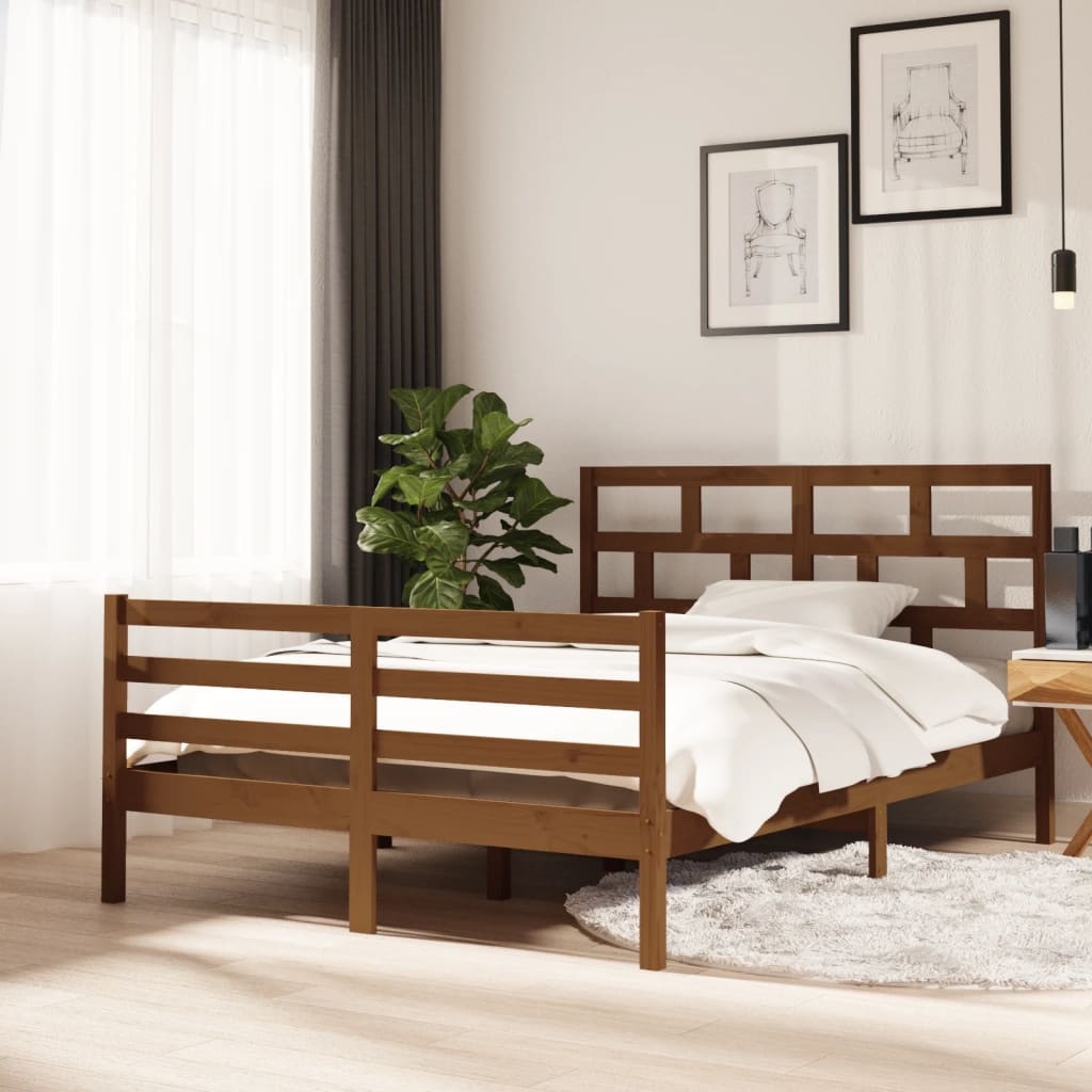 vidaXL Cadru de pat, maro miere, 140×200 cm, lemn masiv de pin