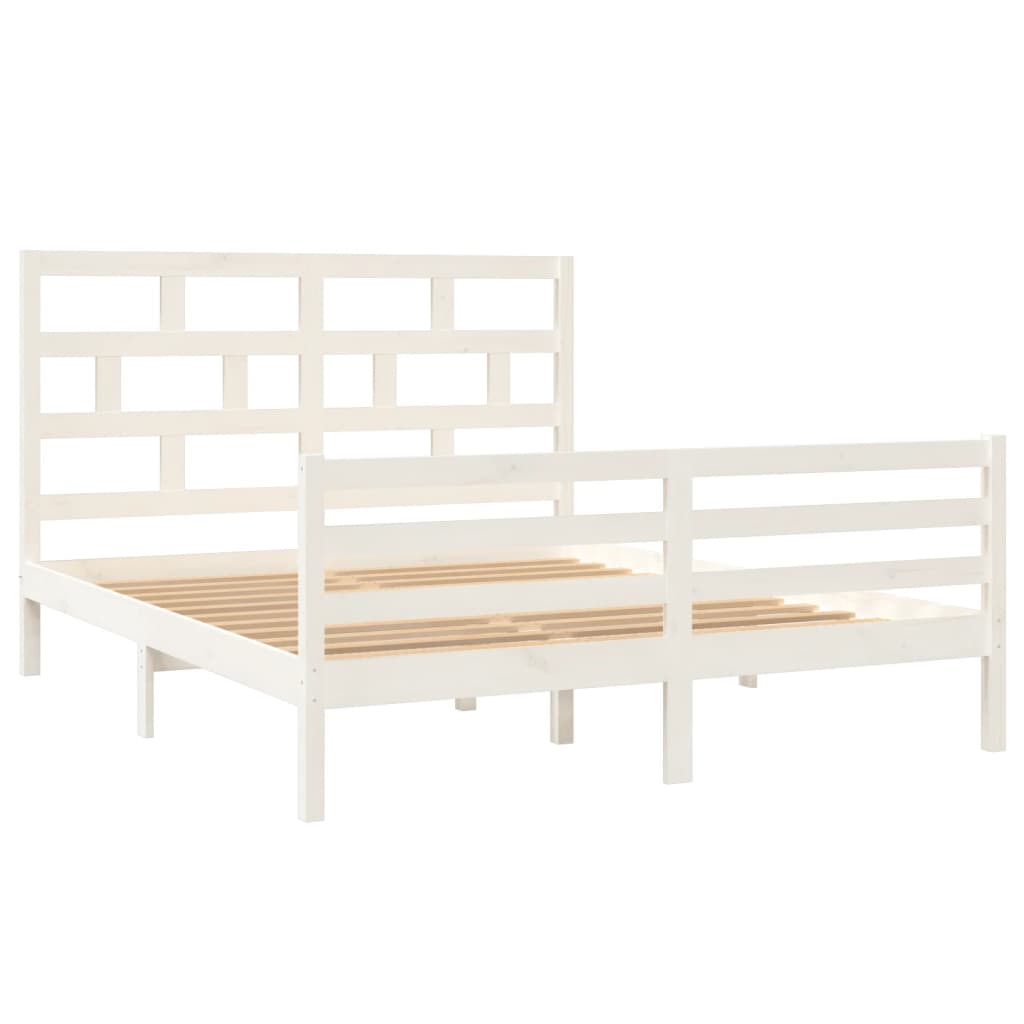 vidaXL Bedframe massief hout wit 150x200 cm 5FT King Size