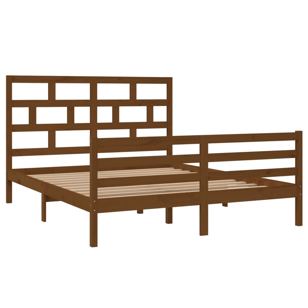 vidaXL Bedframe massief hout honingbruin 150x200 cm 5FT King Size