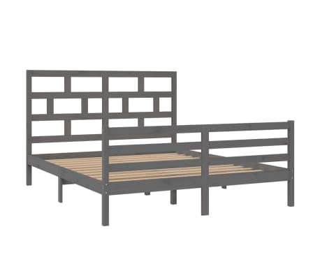 vidaXL Sengeramme gr&aring; heltre furu 160x200 cm (810442+814156)