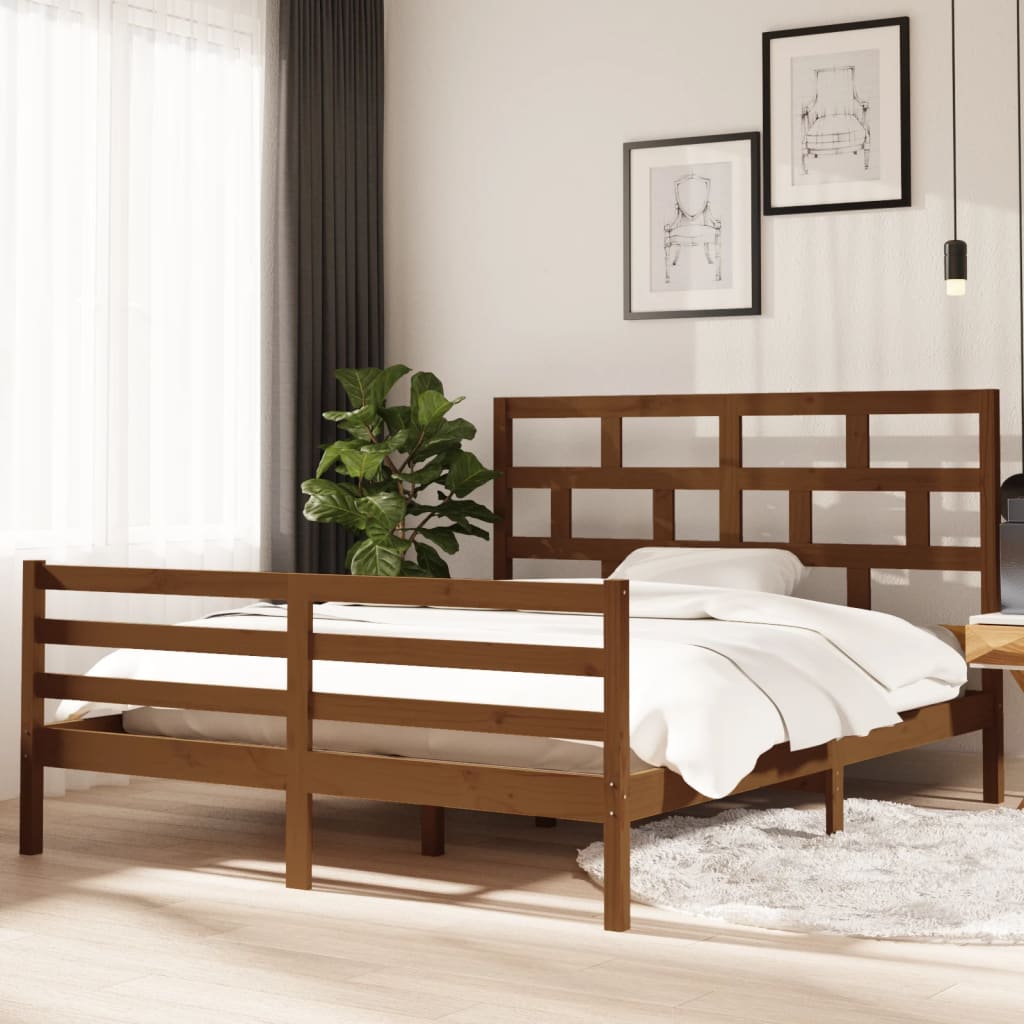 vidaXL Cadru de pat, maro miere, 160×200 cm, lemn masiv de pin
