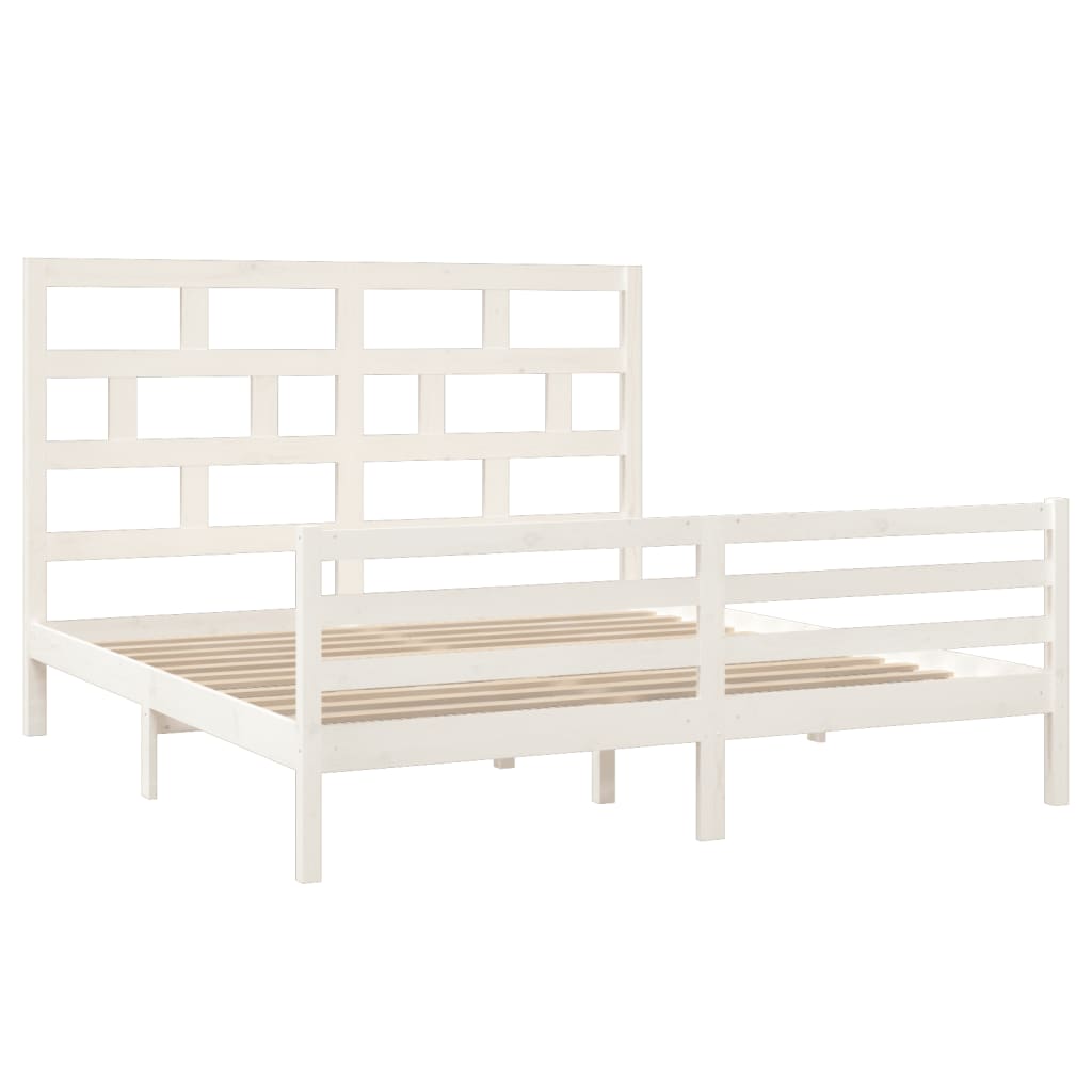 vidaXL Bedframe massief hout wit 180x200 cm 6FT Super King