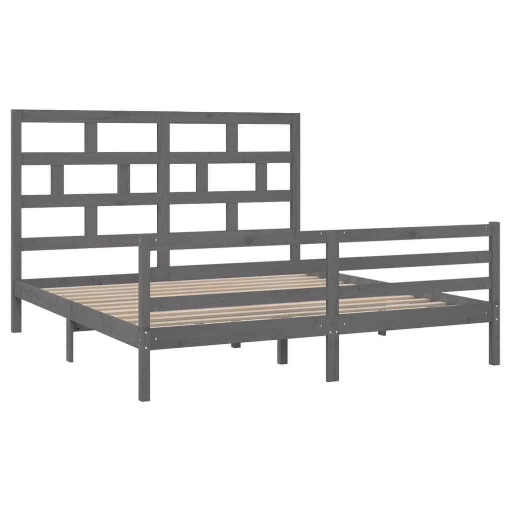 vidaXL Bedframe massief hout grijs 180x200 cm 6FT Super King