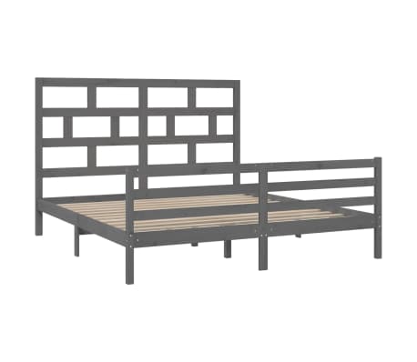 vidaXL Bed Frame Grey Solid Wood 180x200 cm Super King Size