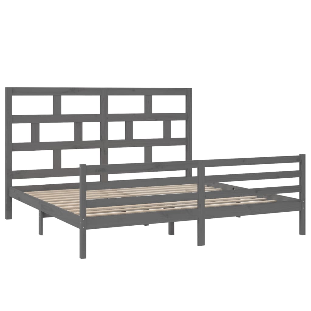 vidaXL Bedframe massief grenenhout grijs 200x200 cm afbeelding