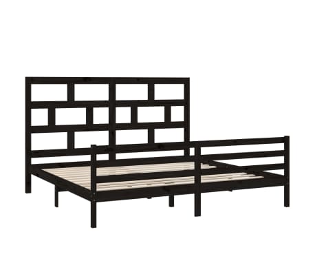 vidaXL gultas rāmis, melns, priedes masīvkoks, 200x200 cm