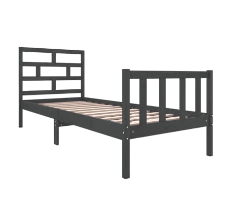 vidaXL Bedframe massief grenenhout grijs 75x190 cm 2FT6 small single