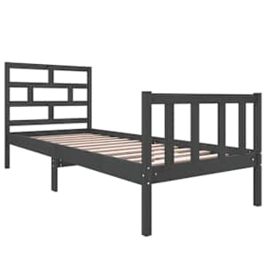vidaXL Πλαίσιο Κρεβατιού Γκρι 75x190 εκ Μασίφ Ξύλο Πεύκου Small Single