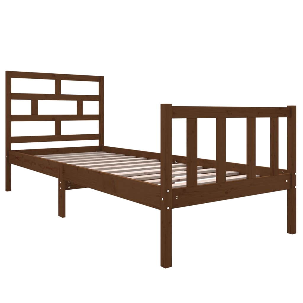 

vidaXL Bedframe massief hout honingbruin 75x190 cm 2FT6 small single