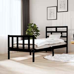 Rám postele černý masivní borovice 75 x 190 cm malé jednolůžko - obrázek 1