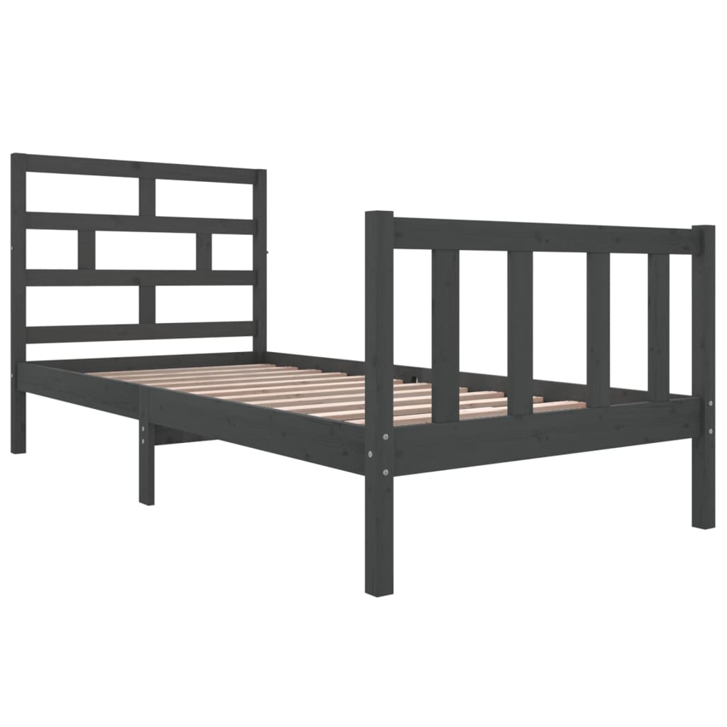 vidaXL Bedframe massief grenenhout grijs 90x190 cm