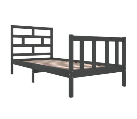 vidaXL Estructura de cama madera maciza pino individual gris 90x190cm