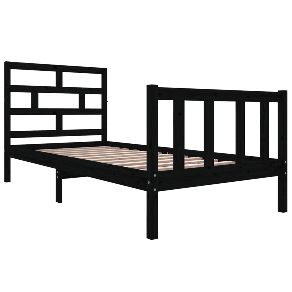 

vidaXL Bedframe massief grenenhout zwart 90x190 cm 3FT single