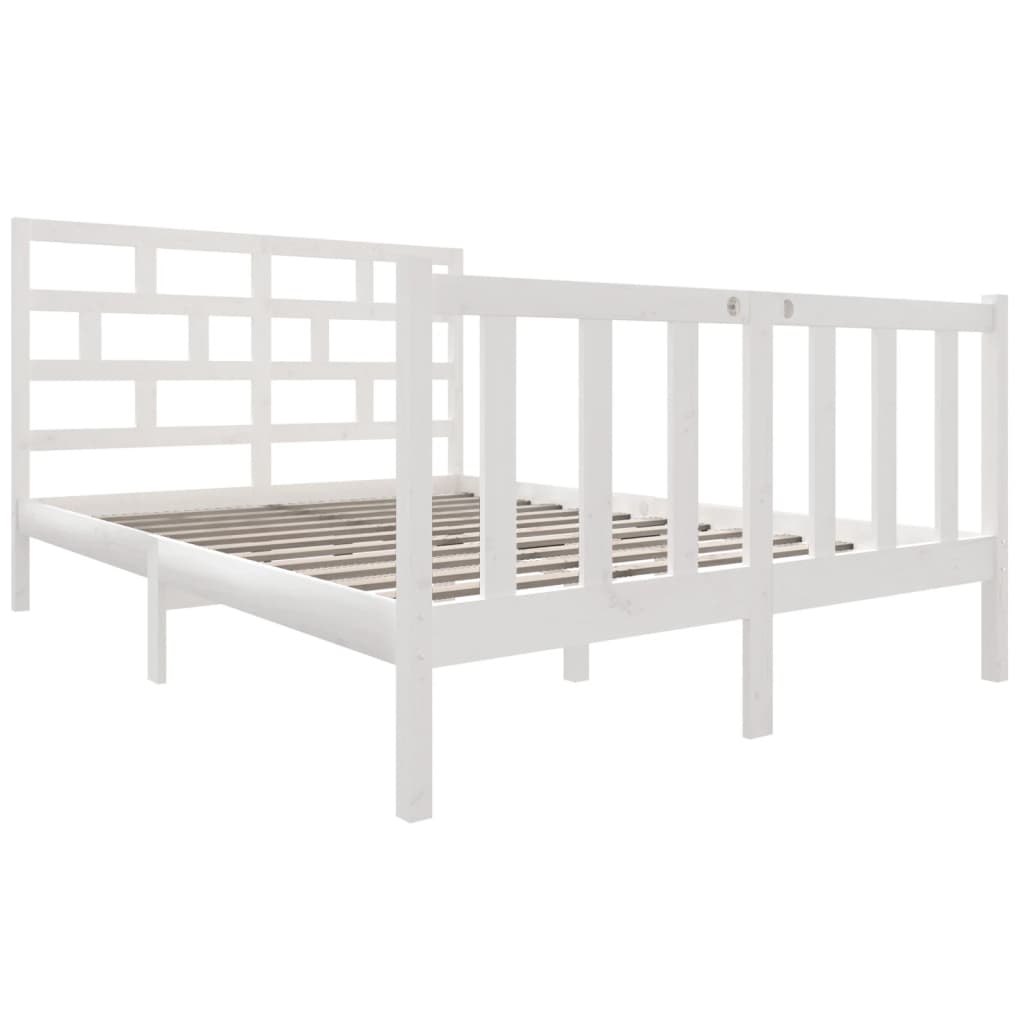 vidaXL Bedframe massief hout wit 120x190 cm 4FT Small Double