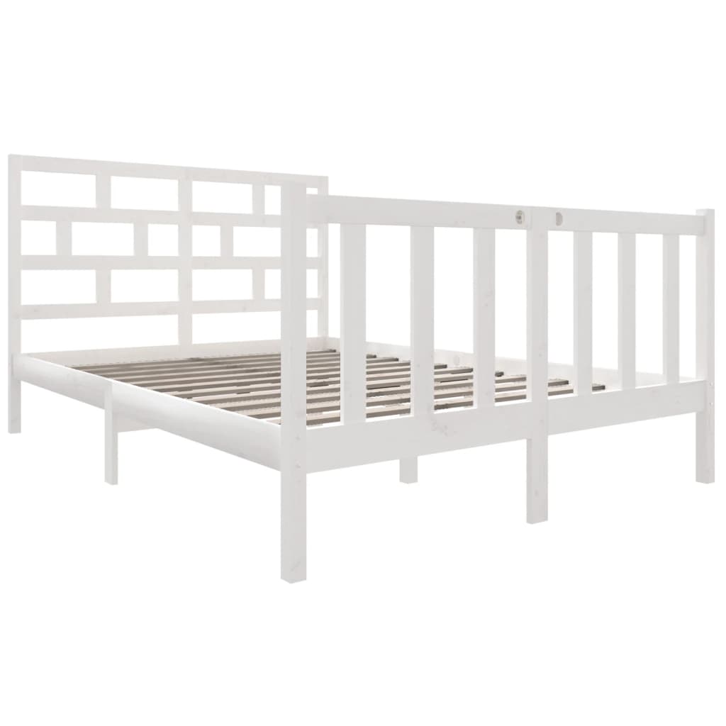 vidaXL Bedframe massief grenenhout wit 120x190 cm afbeelding