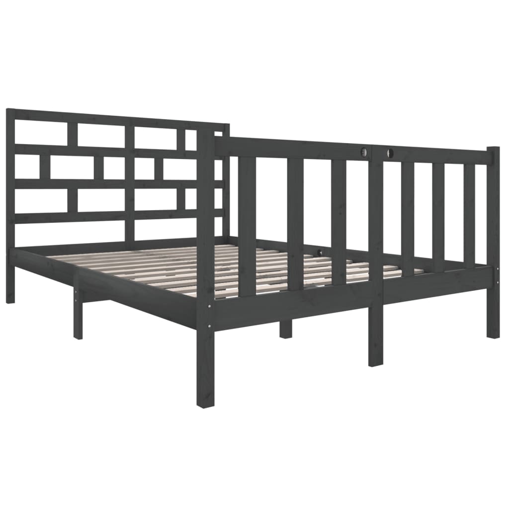 

vidaXL Bedframe massief grenenhout grijs 120x190 cm 4FT Small Double