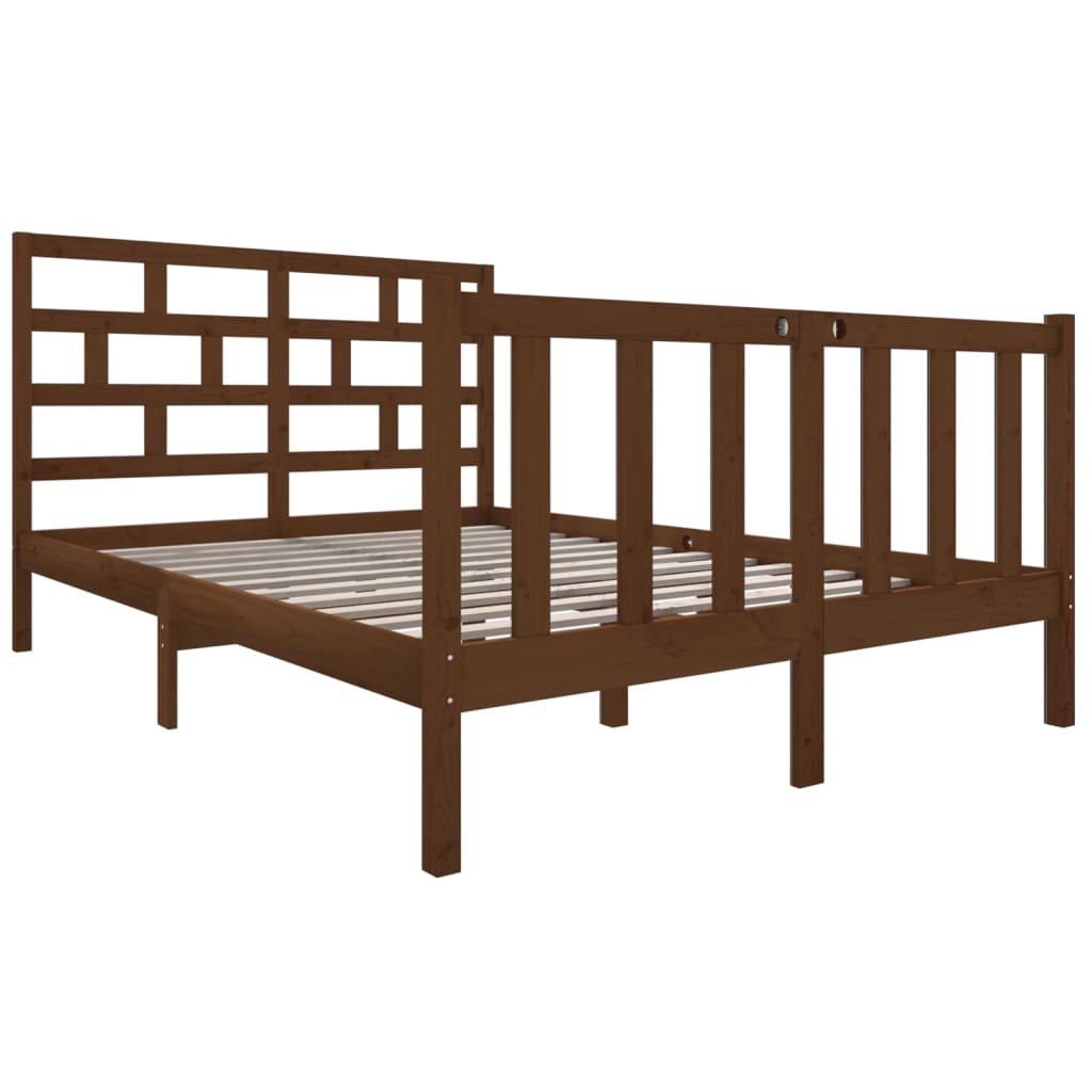 vidaXL Bedframe massief hout honingbruin 120x190 cm 4FT Small Double