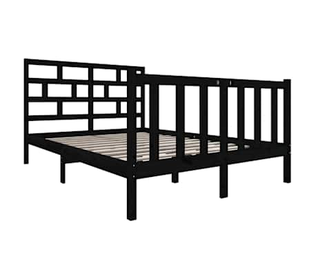 vidaXL Cadre de lit sans matelas noir bois de pin massif