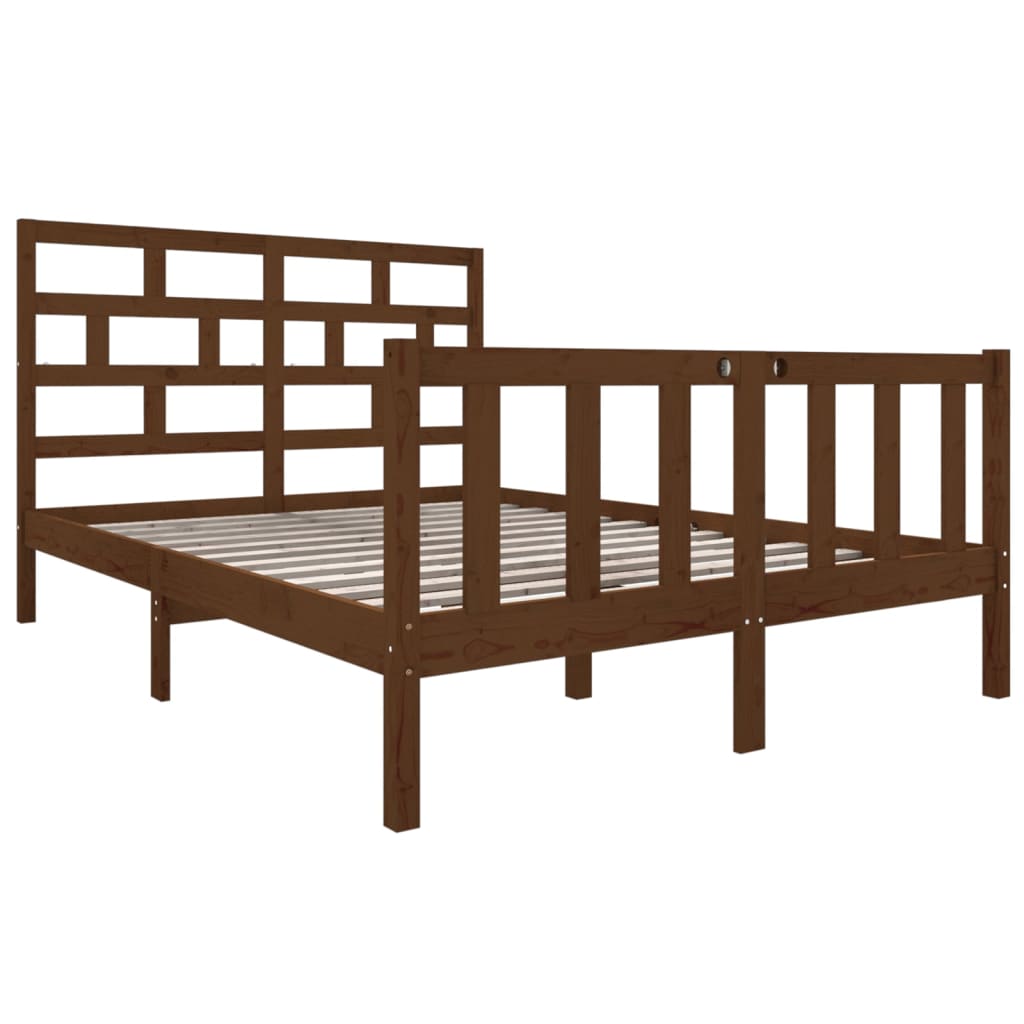 vidaXL Bedframe massief grenenhout honingbruin 135x190 cm 4FT6 Double