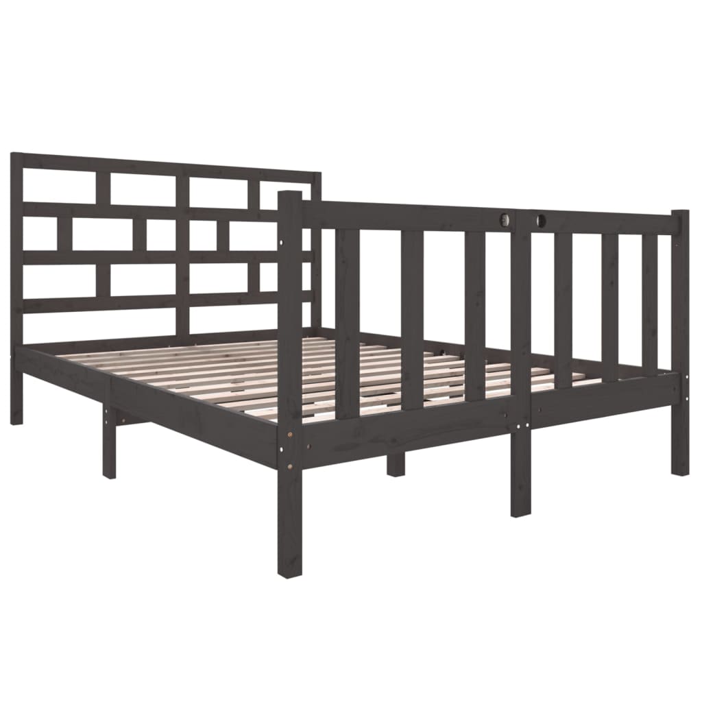 vidaXL Bedframe massief grenenhout grijs 140x190 cm