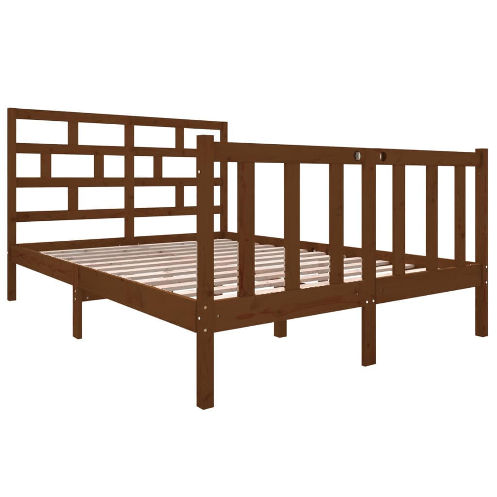 vidaXL Bedframe massief grenenhout honingbruin 140x190 cm