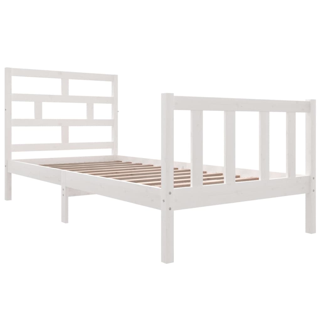 vidaXL Bedframe massief grenenhout wit 90x200 cm afbeelding