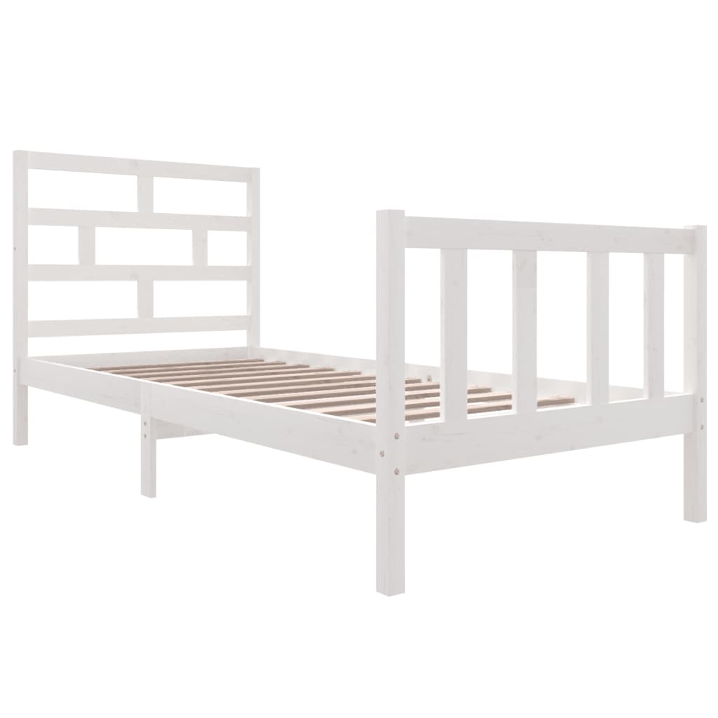 vidaXL Bedframe massief grenenhout wit 100x200 cm