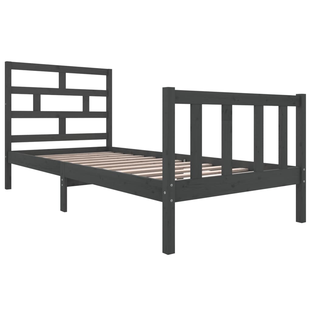 vidaXL Bedframe massief grenenhout grijs 100x200 cm