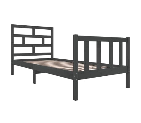 vidaXL Bed Frame Grey Solid Wood Pine 100x200 cm