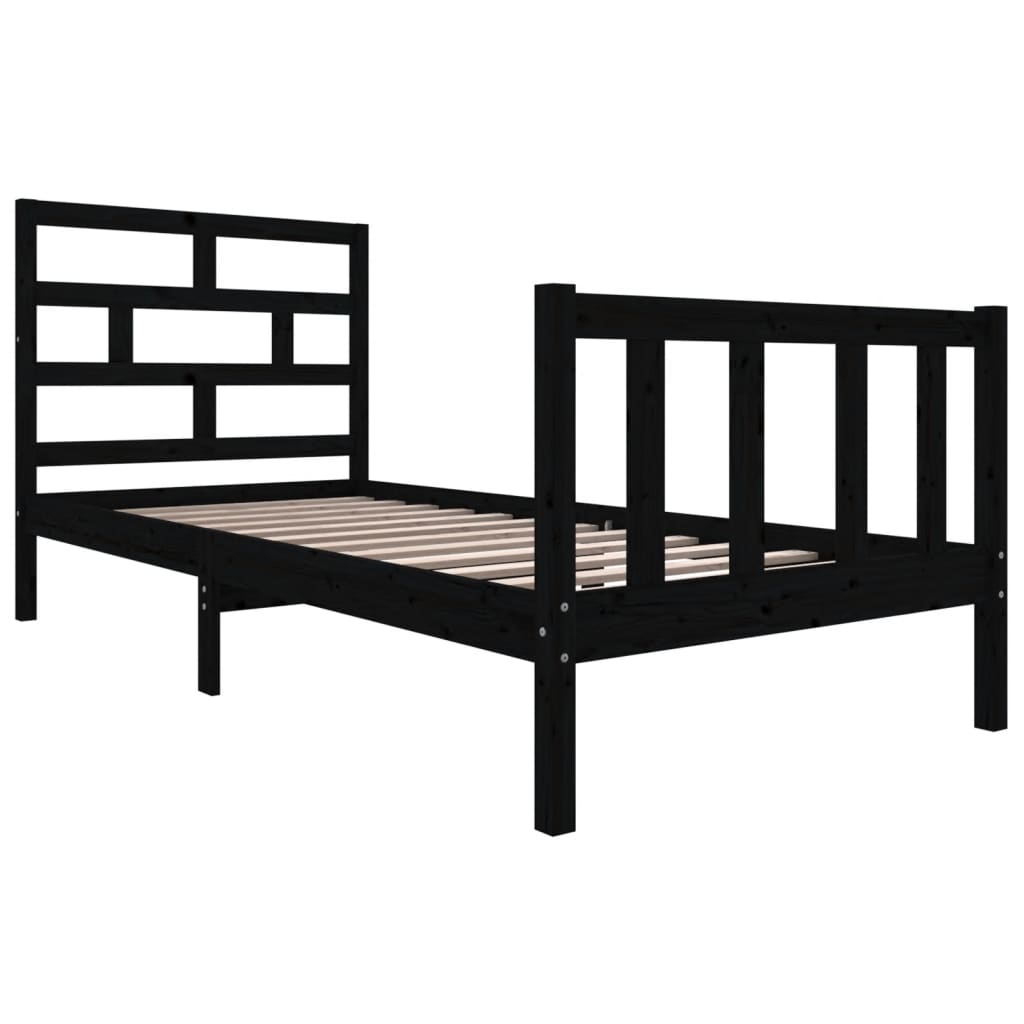 vidaXL Bedframe massief grenenhout zwart 100x200 cm afbeelding
