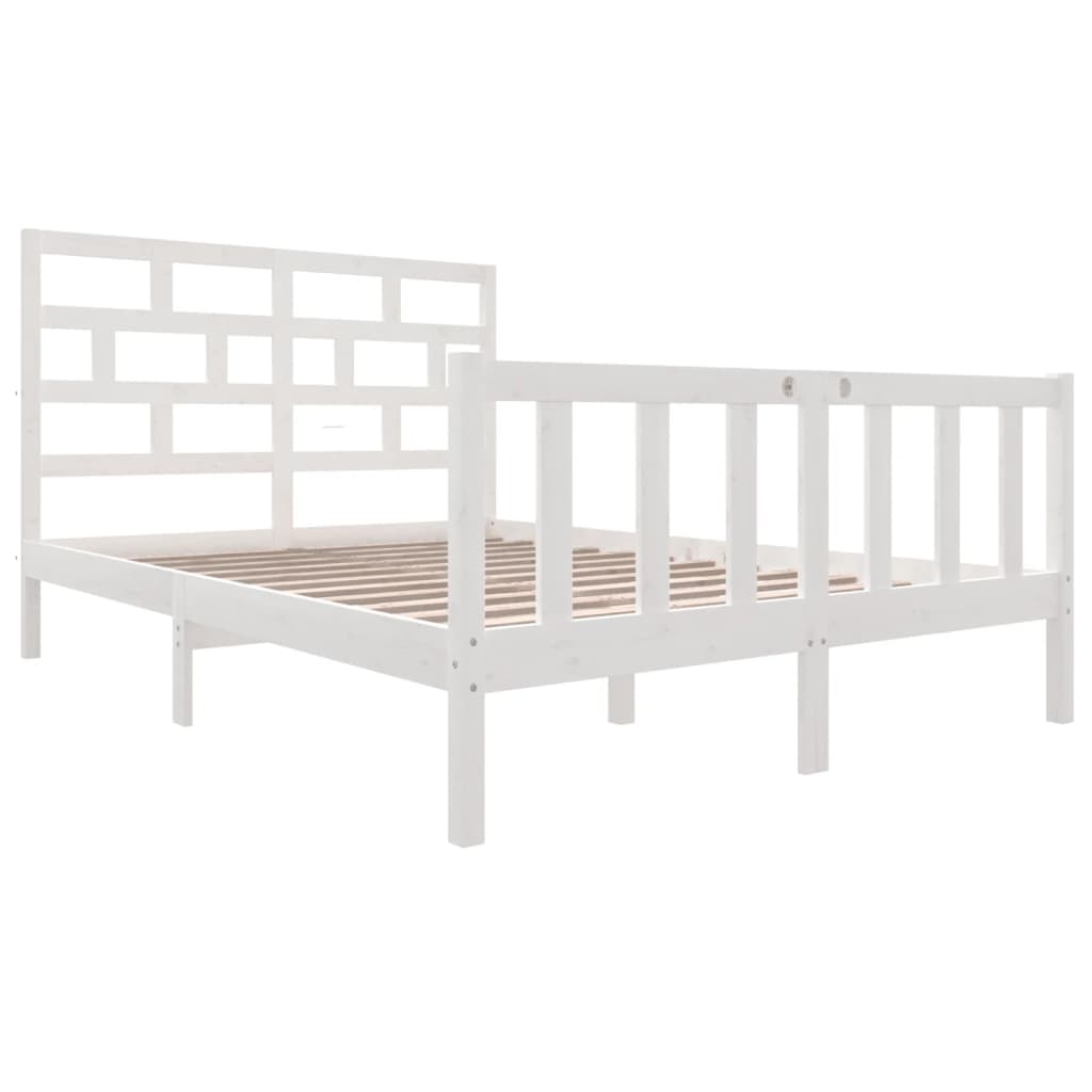 vidaXL Bedframe massief grenenhout wit 120x200 cm afbeelding