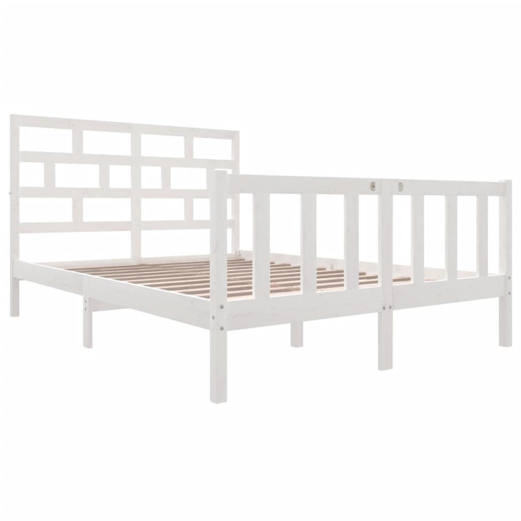 vidaXL Bedframe massief grenenhout wit 140x200 cm afbeelding
