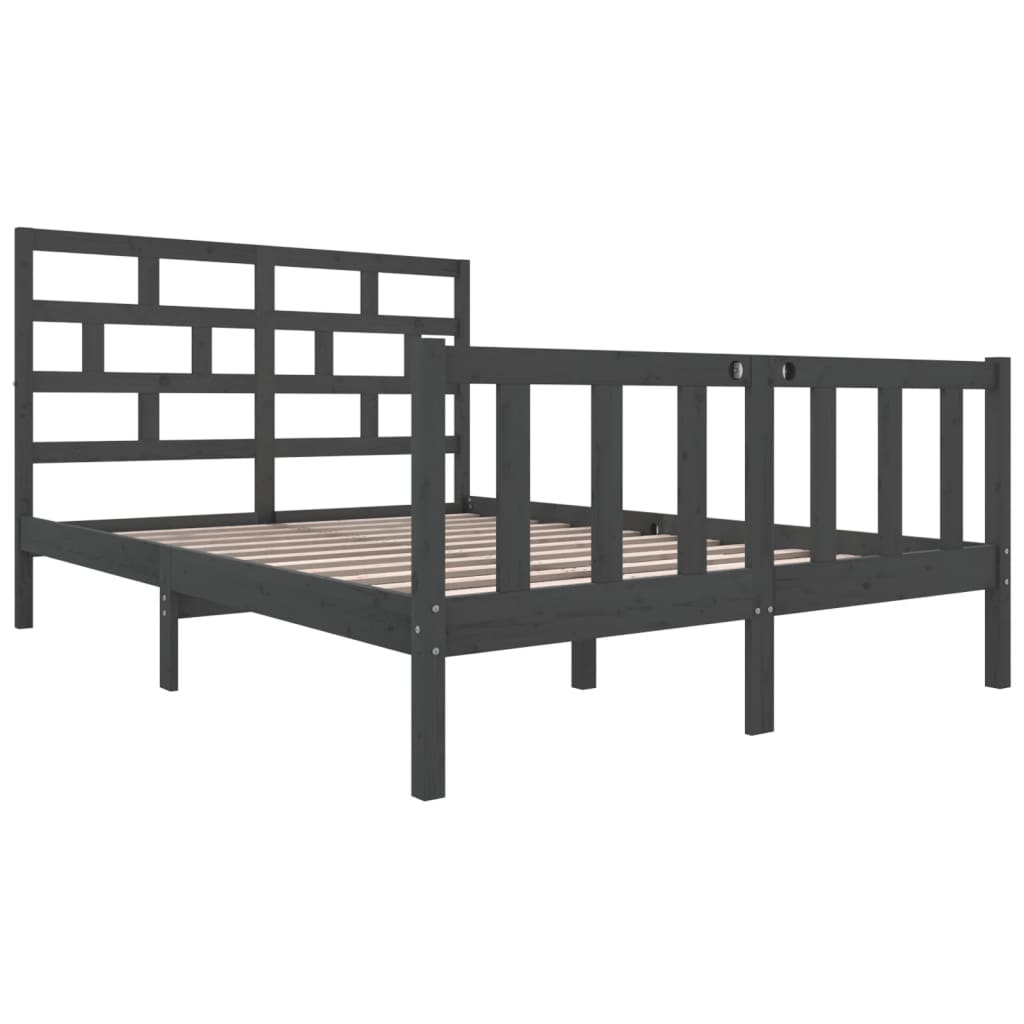 vidaXL Bedframe massief grenenhout grijs 140x200 cm