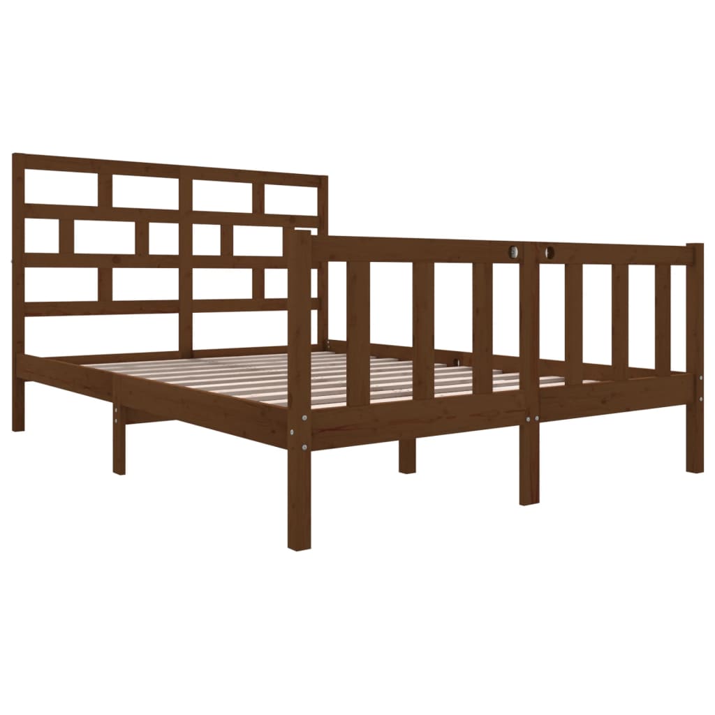 vidaXL Bedframe massief grenenhout honingbruin 140x200 cm