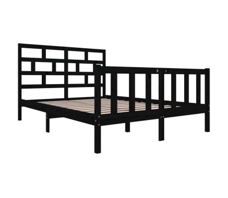 vidaXL Sengeramme svart heltre furu 140x200 cm