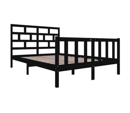 vidaXL Sengeramme svart heltre furu 150x200 cm King Size