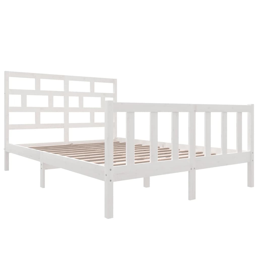vidaXL Bedframe massief grenenhout wit 160x200 cm afbeelding