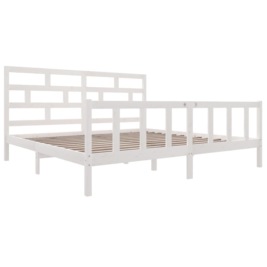 vidaXL Bedframe massief grenenhout wit 180x200 cm 6FT Super King