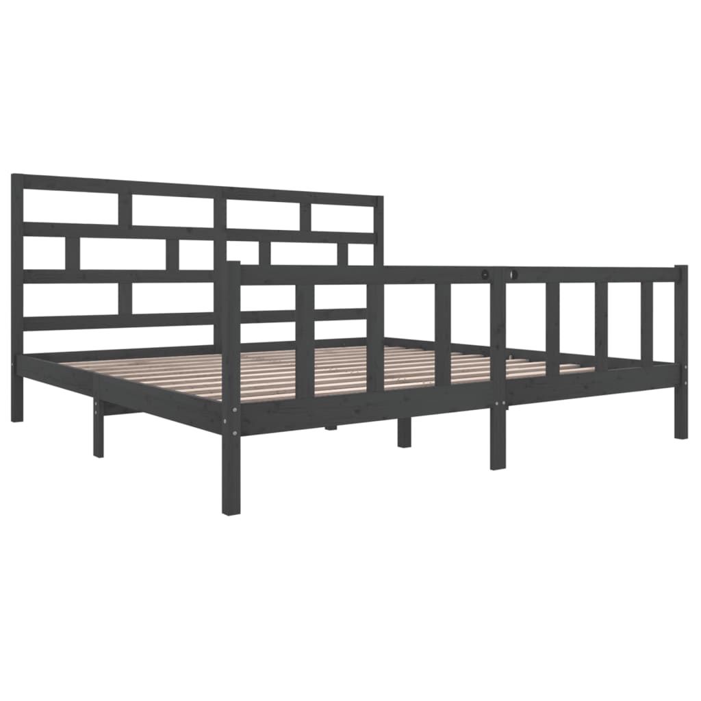 vidaXL Bedframe massief grenenhout grijs 180x200 cm 6FT Super King