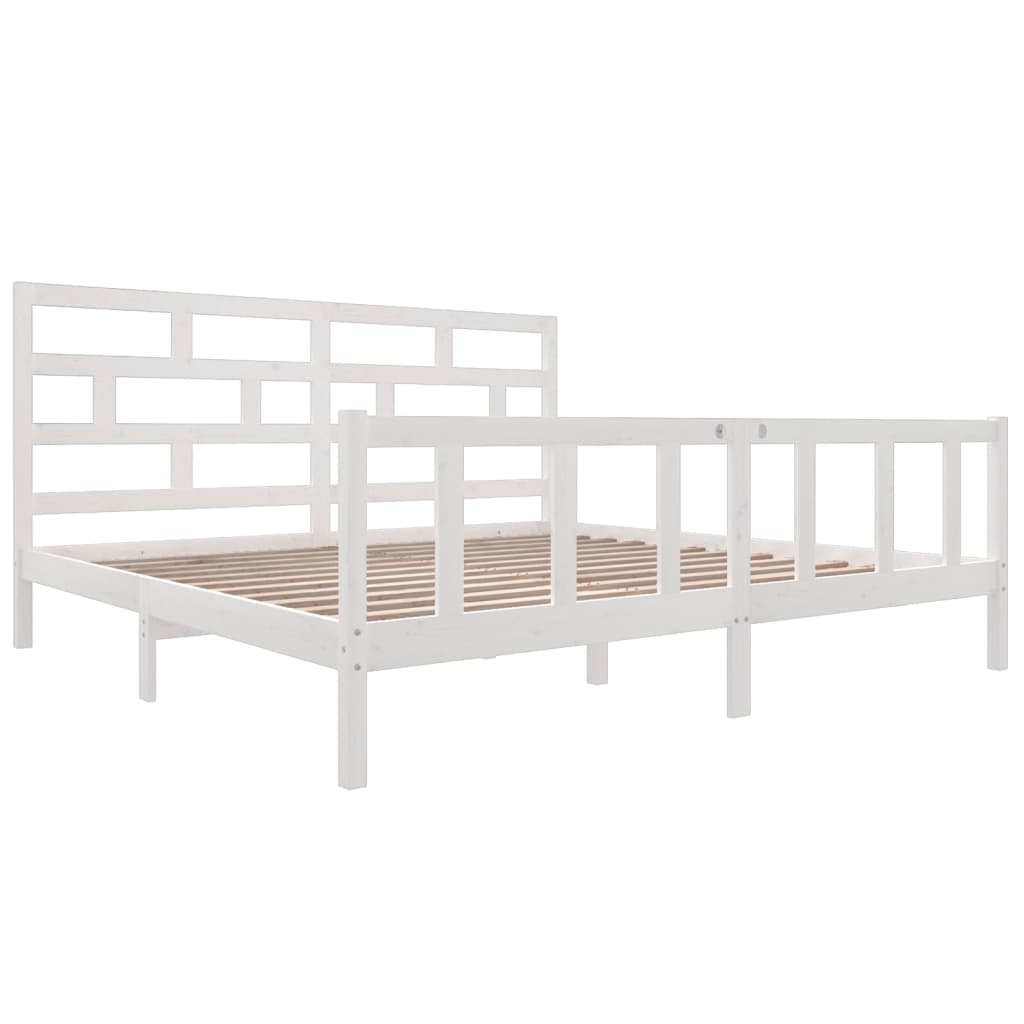 vidaXL Bedframe massief grenenhout wit 200x200 cm afbeelding