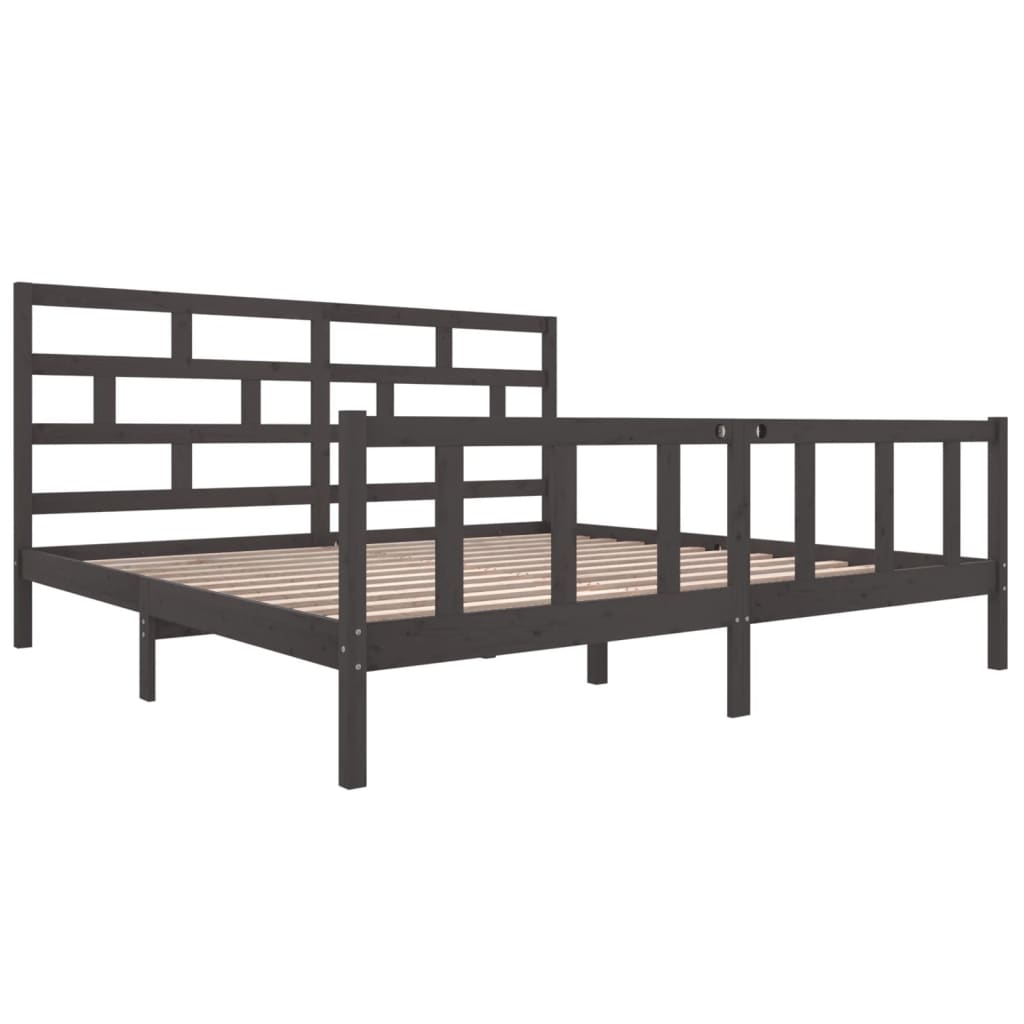 vidaXL Bedframe massief grenenhout grijs 200x200 cm afbeelding