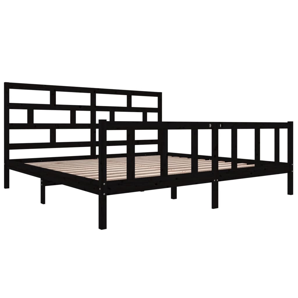 vidaXL Bedframe massief grenenhout zwart 200x200 cm afbeelding