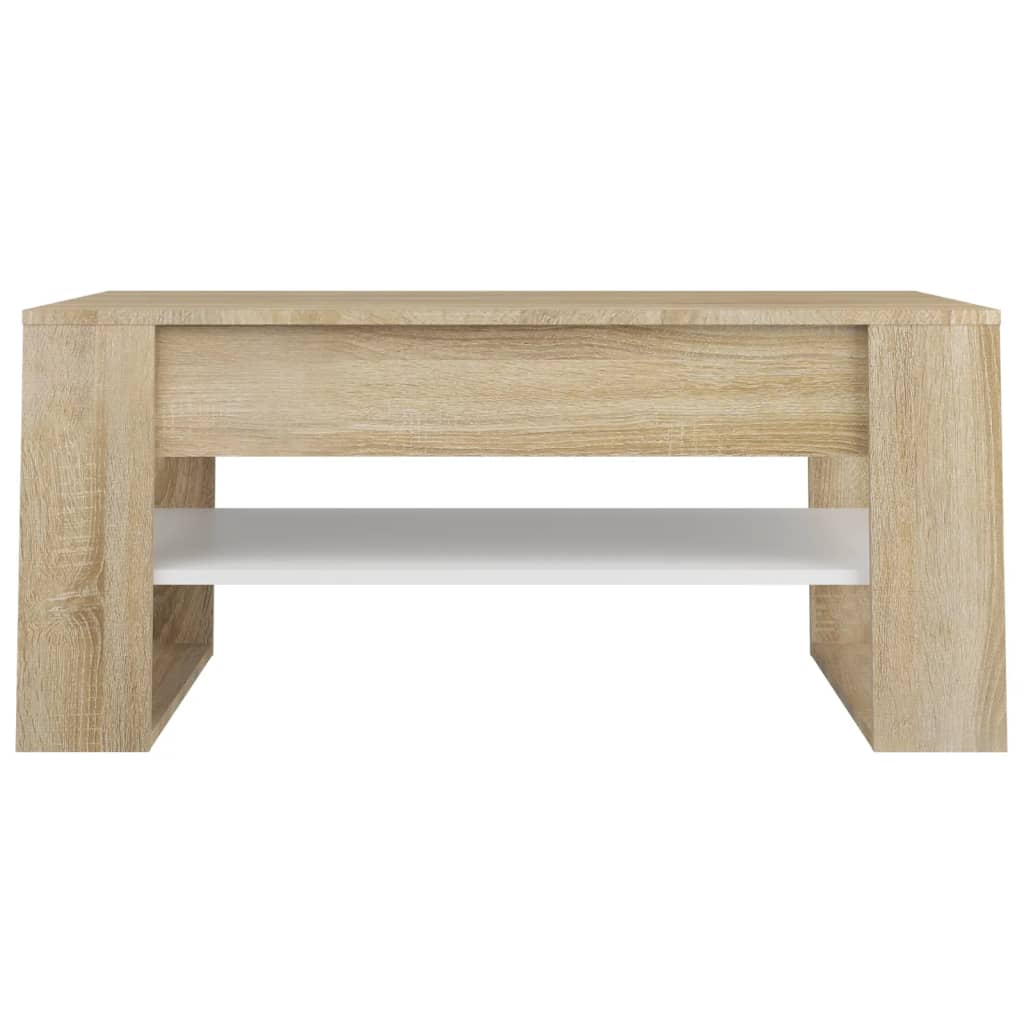 vidaXL Couchtisch Weiß Sonoma-Eiche 102x55x45 cm Holzwerkstoff